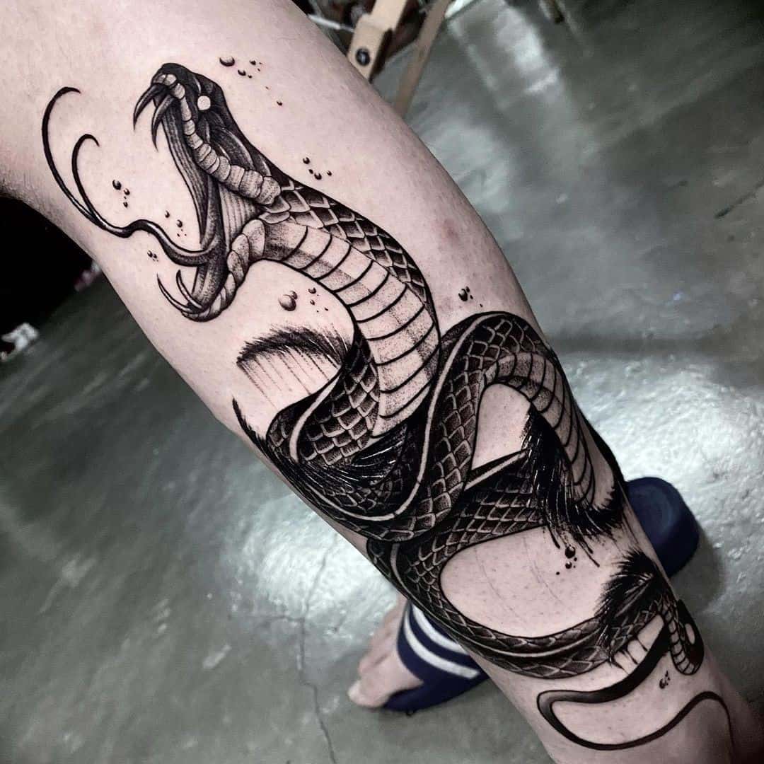 Calf Tattoo Designs Snake Print 