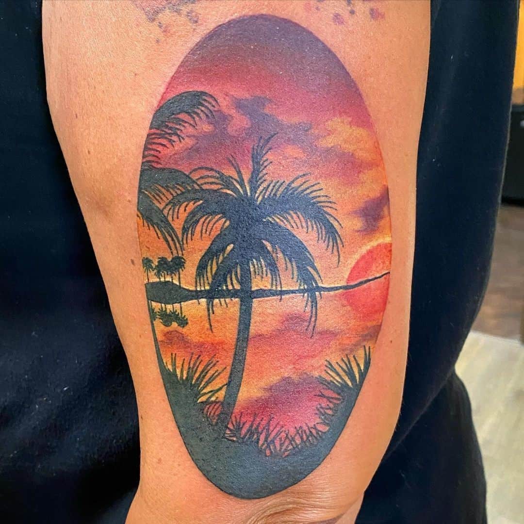 Circular Palm Tree Tattoo 3