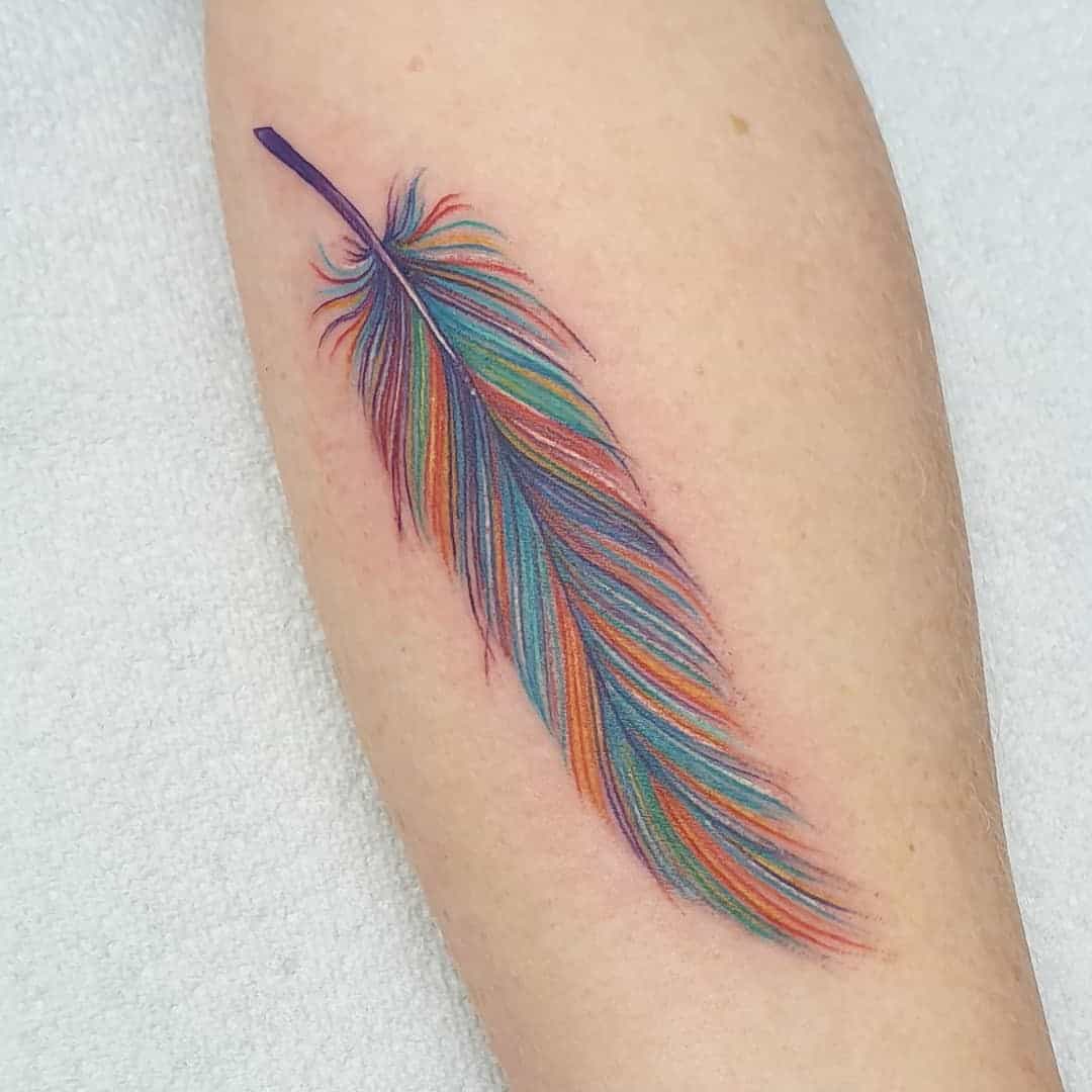 Colorful Feather Tattoo 2