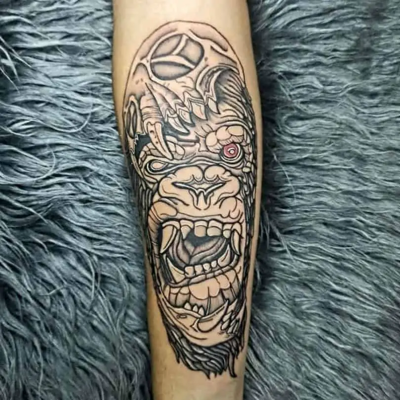 Detailed Artsy King Kong Tattoo 