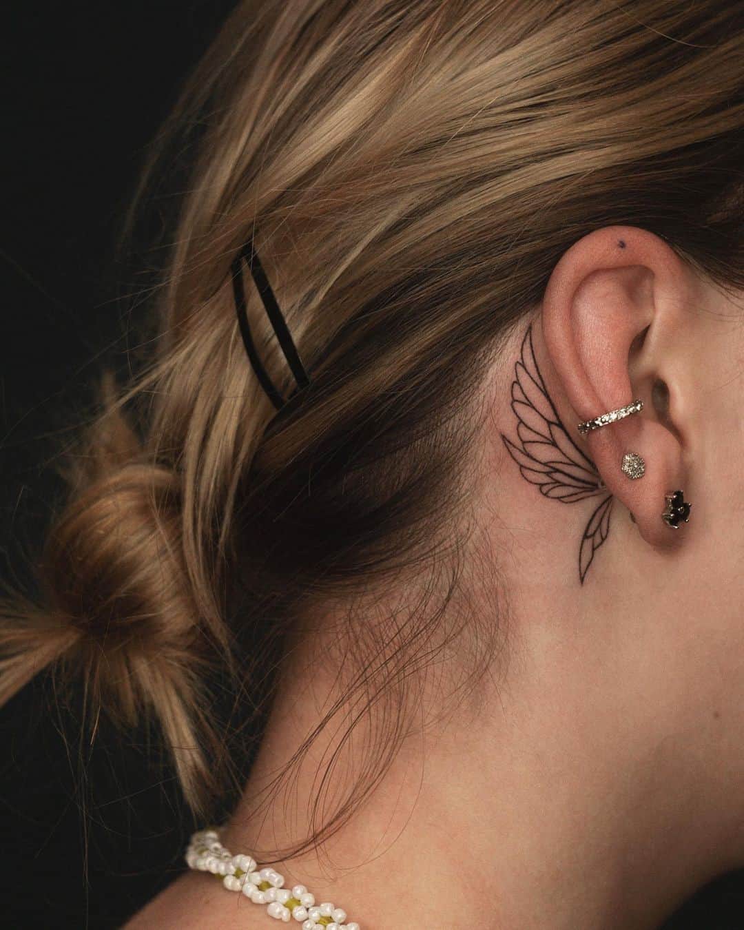 Fairy Wings Tattoo Behind Ear