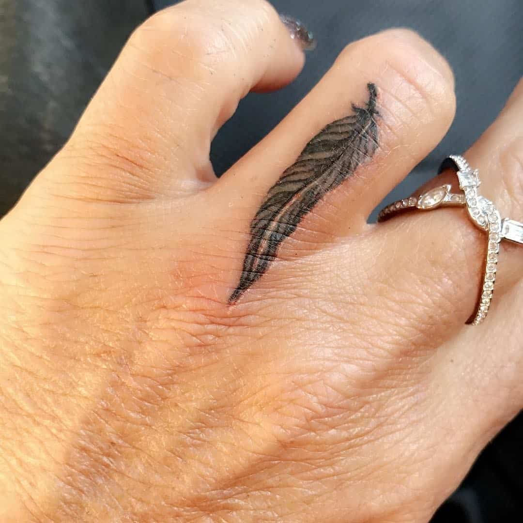 Feather Finger Tattoo 2