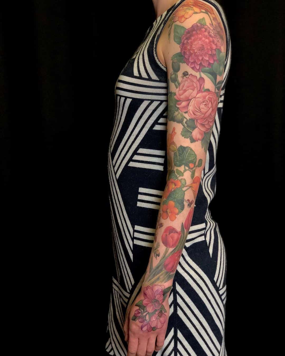 Floral sleeve tattoo 4
