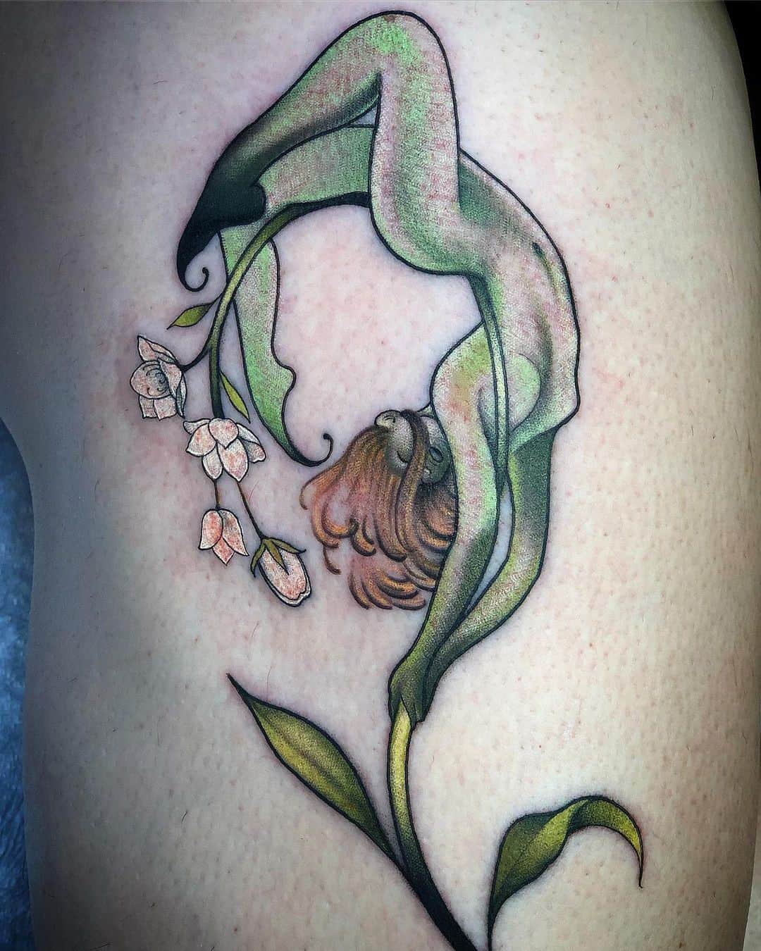 Flower Fairy Tattoo Green Ink