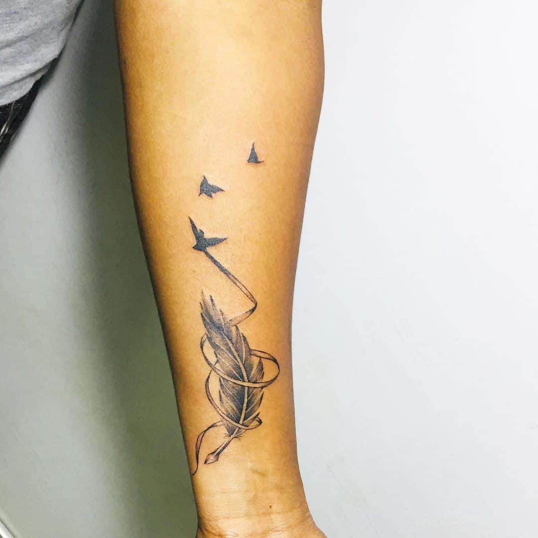Forearm Feather Tattoo 1
