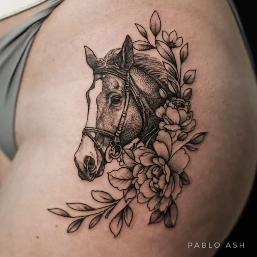 Gorgeous Thigh Horse Tattoo