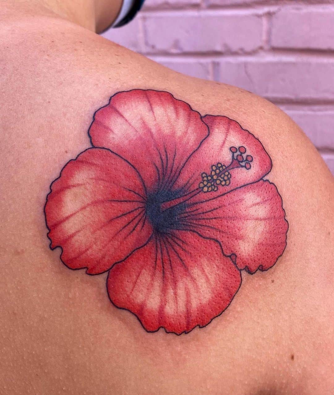 Hibiscus Flower Tattoo Design Red Idea