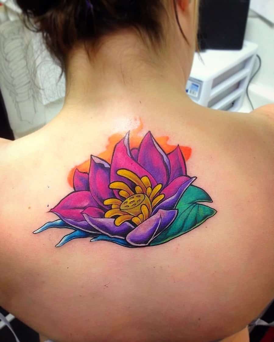 Hibiscus Flower Tattoo Idea Over Back
