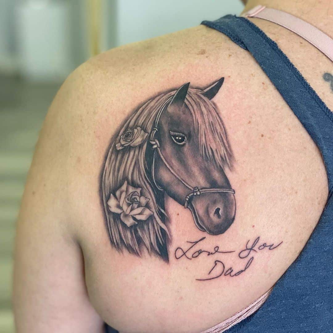 Horse Tattoo Over Back