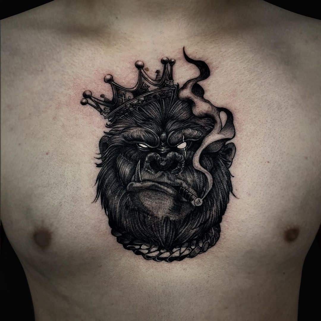 King Kong Tattoo Chest Print 