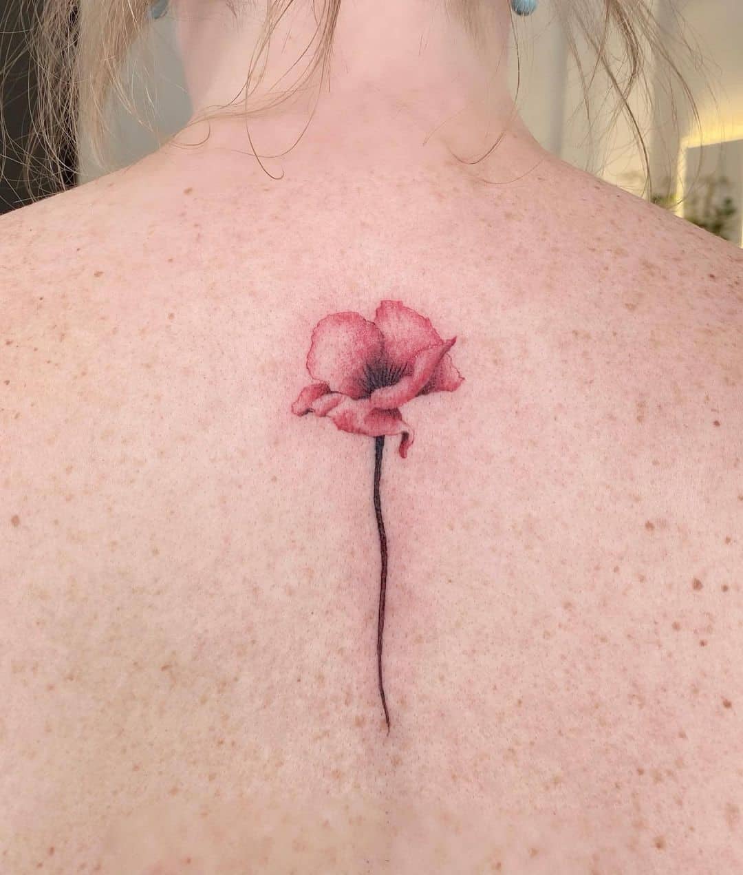 Neck Poppy Flower Tattoo