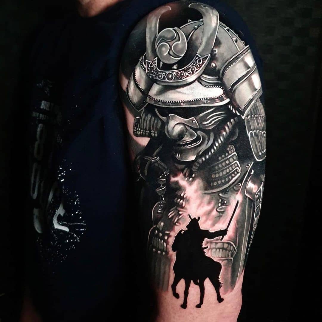 Oni Samurai Tattoo Black Idea