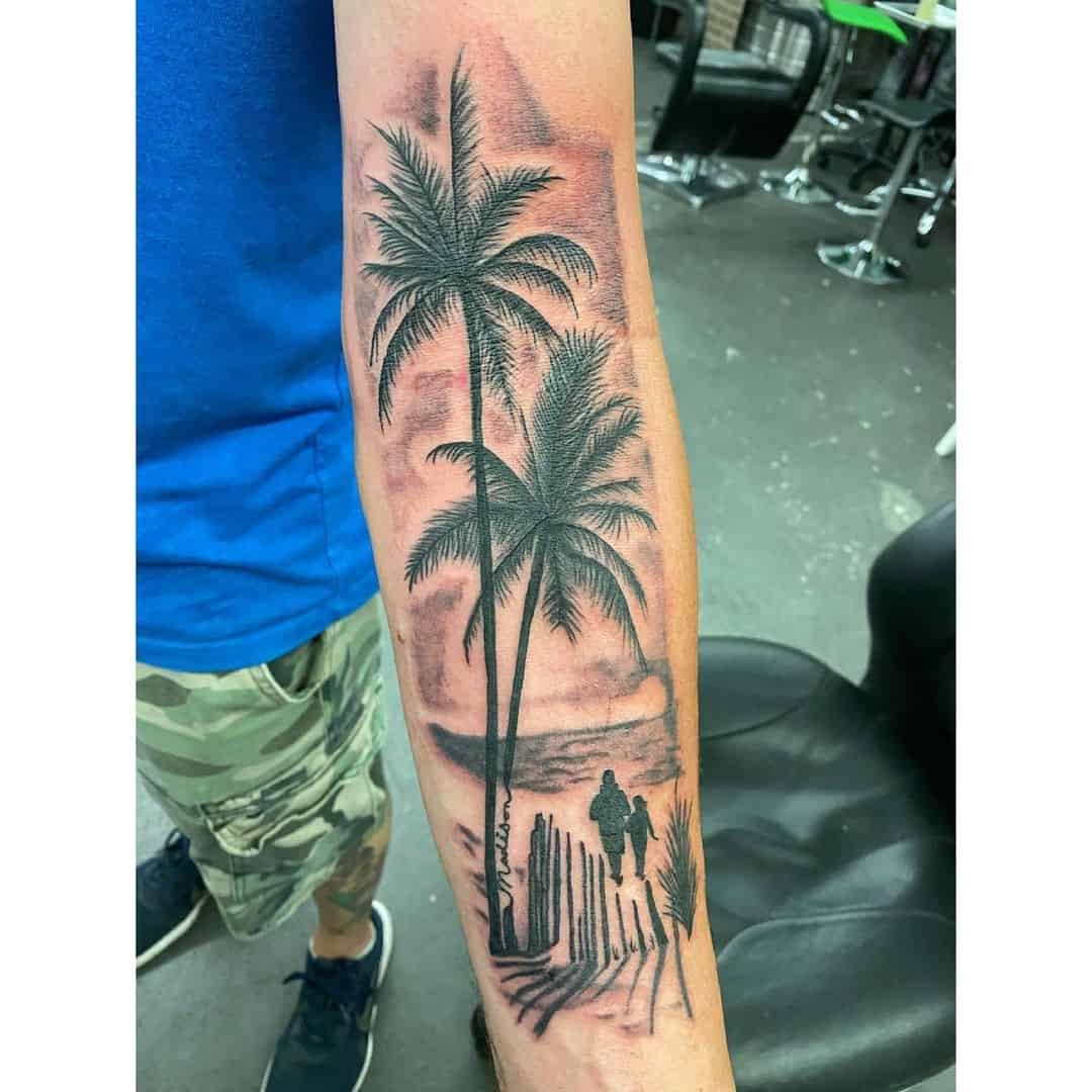 Palm Tree Beach Tattoo 1
