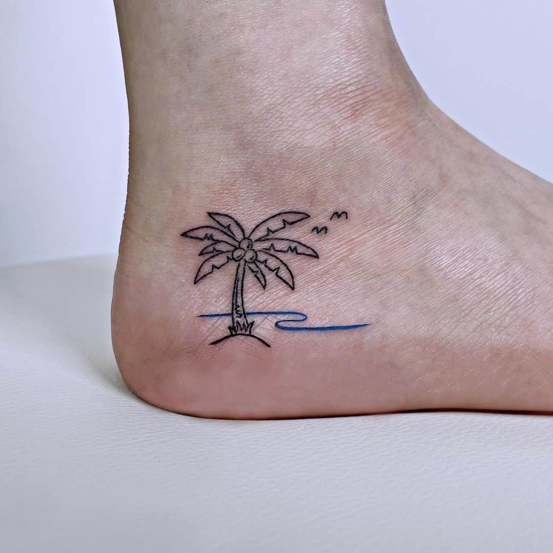 Palm Tree Tattoo On Ankle 2
