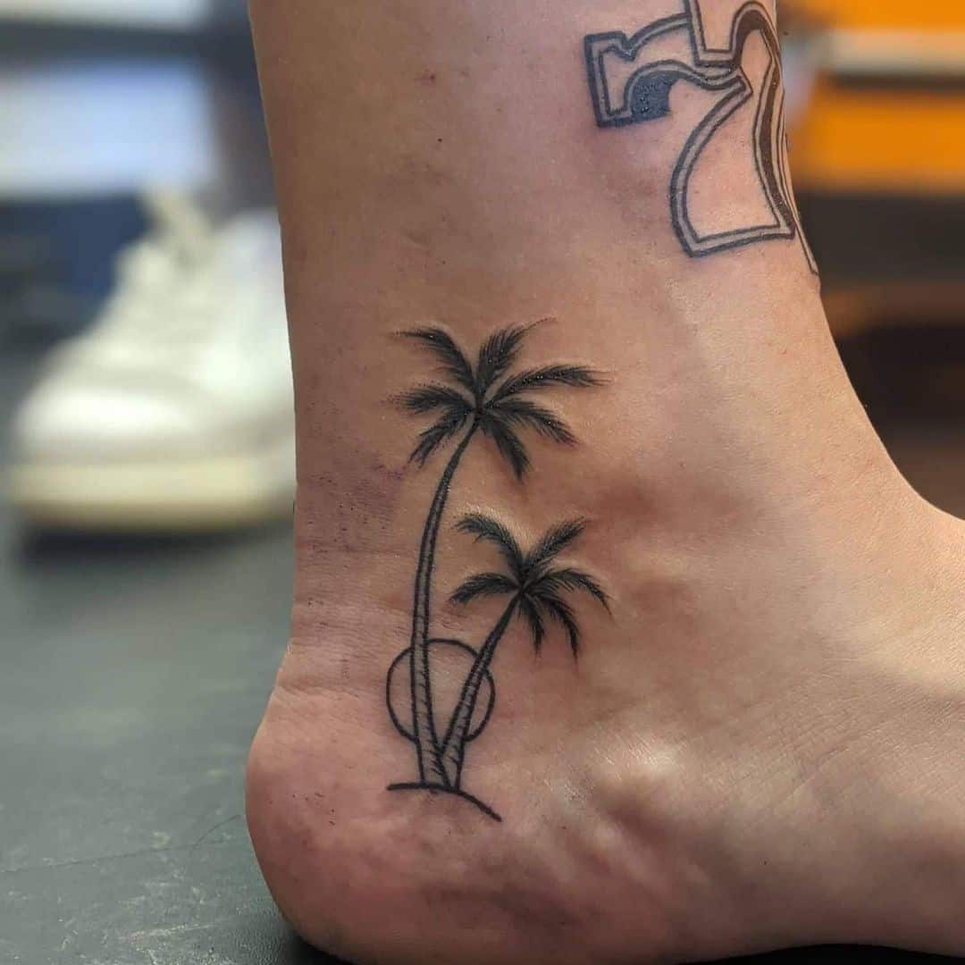 Palm Tree Tattoo On Ankle 3