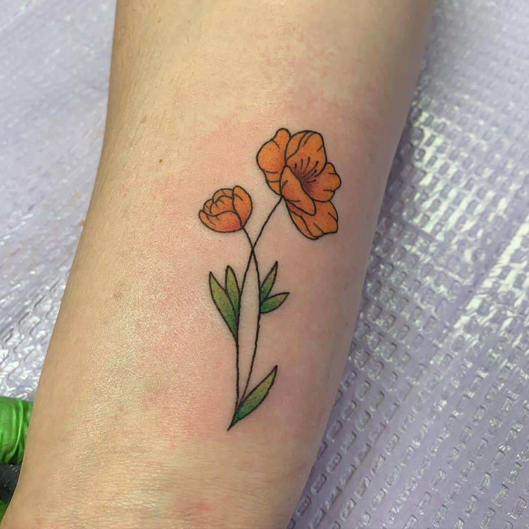 Poppy August Birth Flower Tattoo 