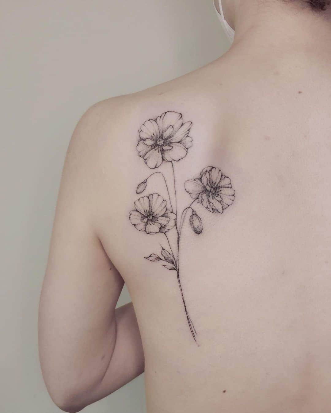 Poppy Flower Tattoo Minimalist Ink
