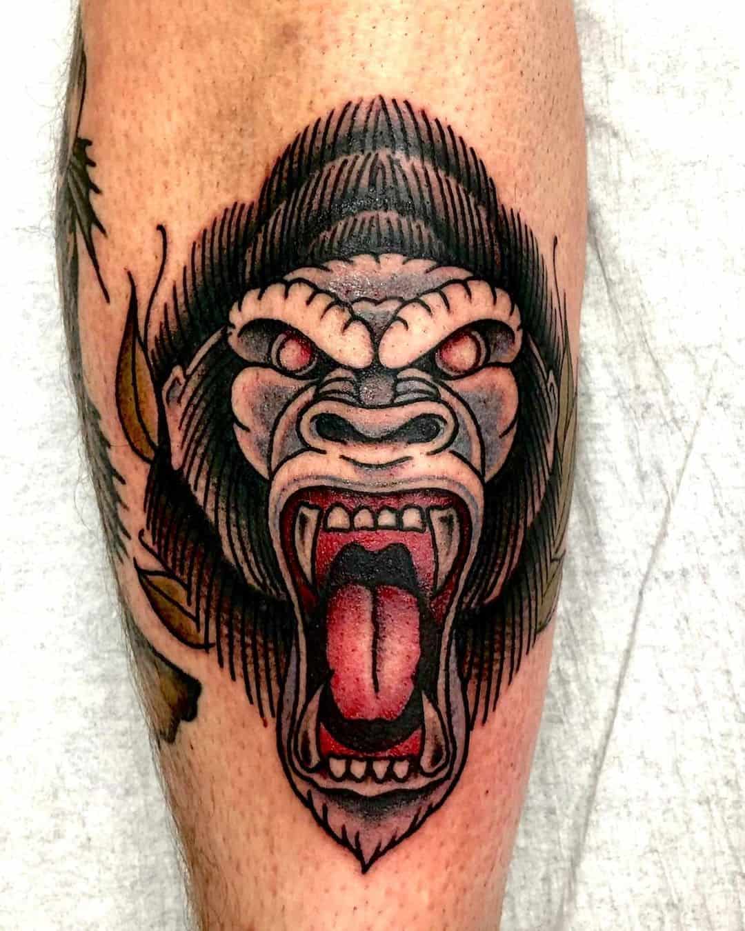 Scary Gorilla Calf Tattoo