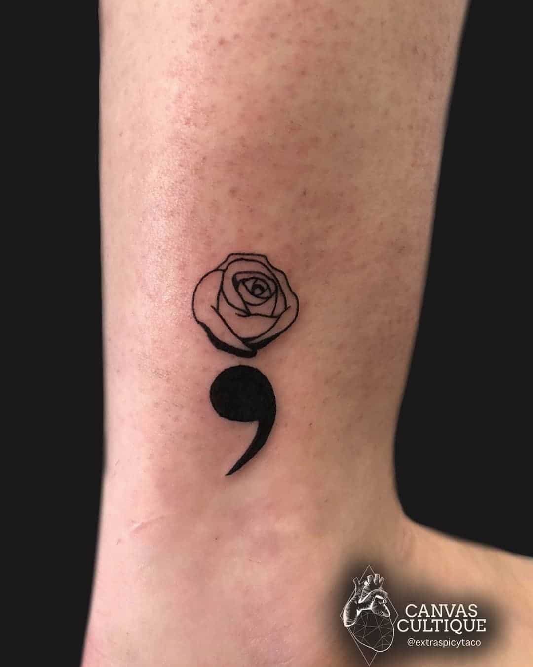 Semicolon Tattoo Designs Rose Idea