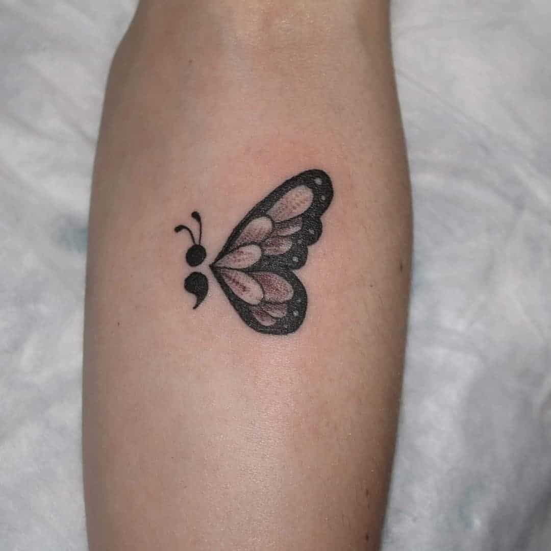 Semicolon Tattoo Ideas Black Butterfly 