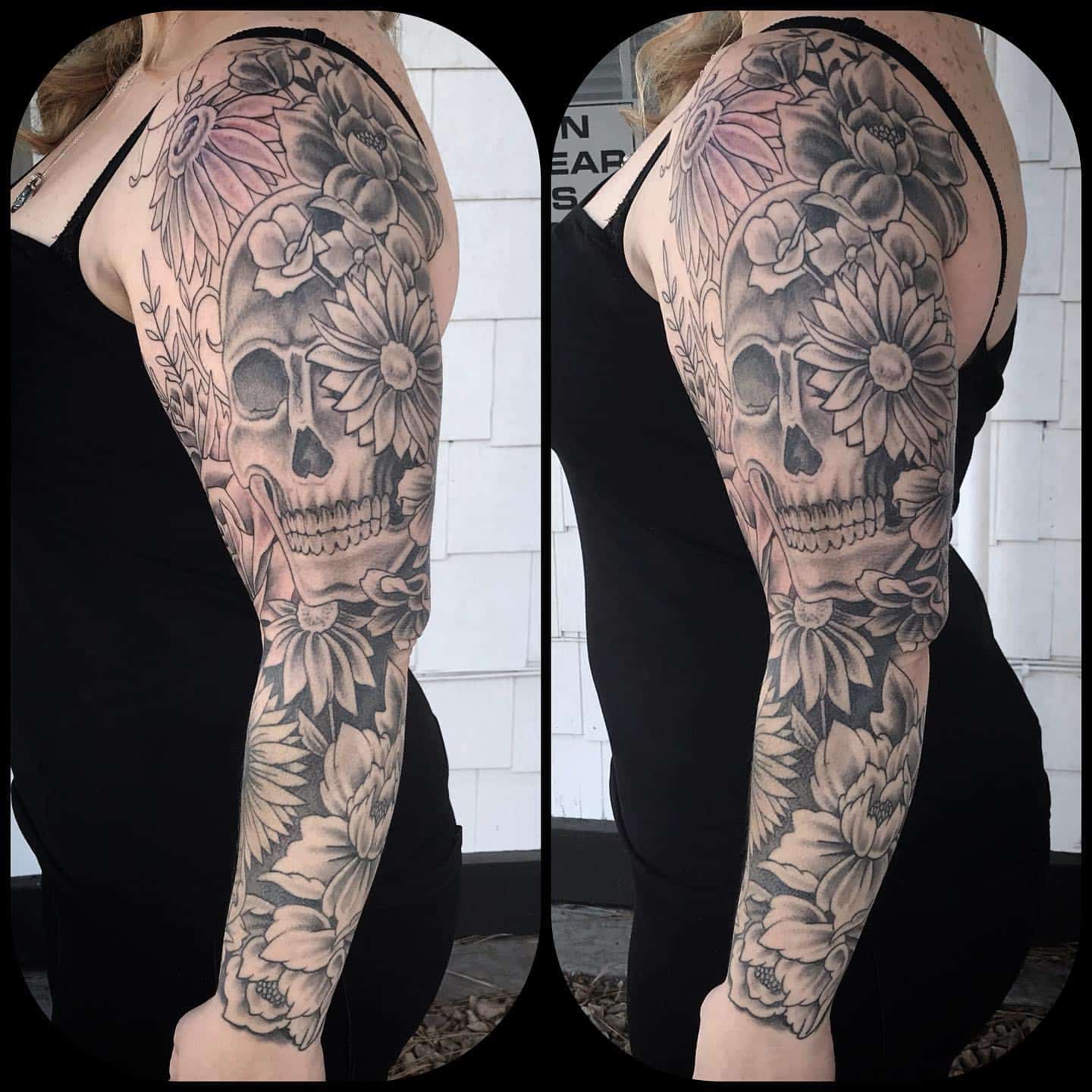 Skull sleeve tattoo 1