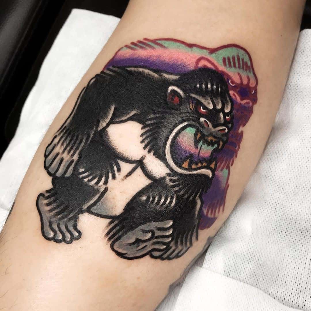 Small & Colorful King Kong Tattoo