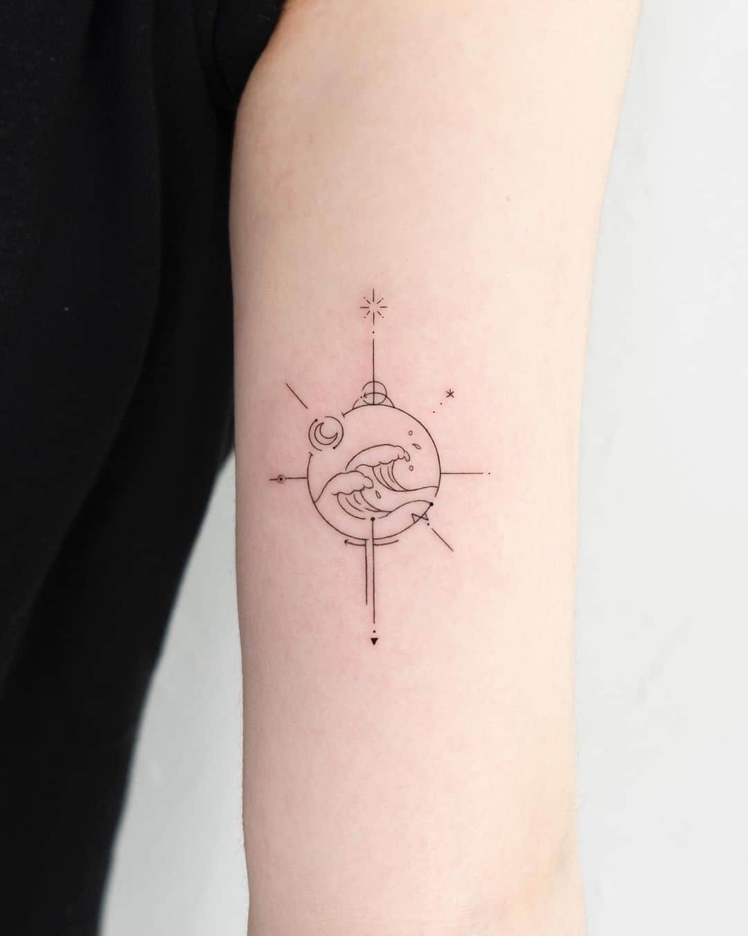 Small Compass & The Sea Tattoo