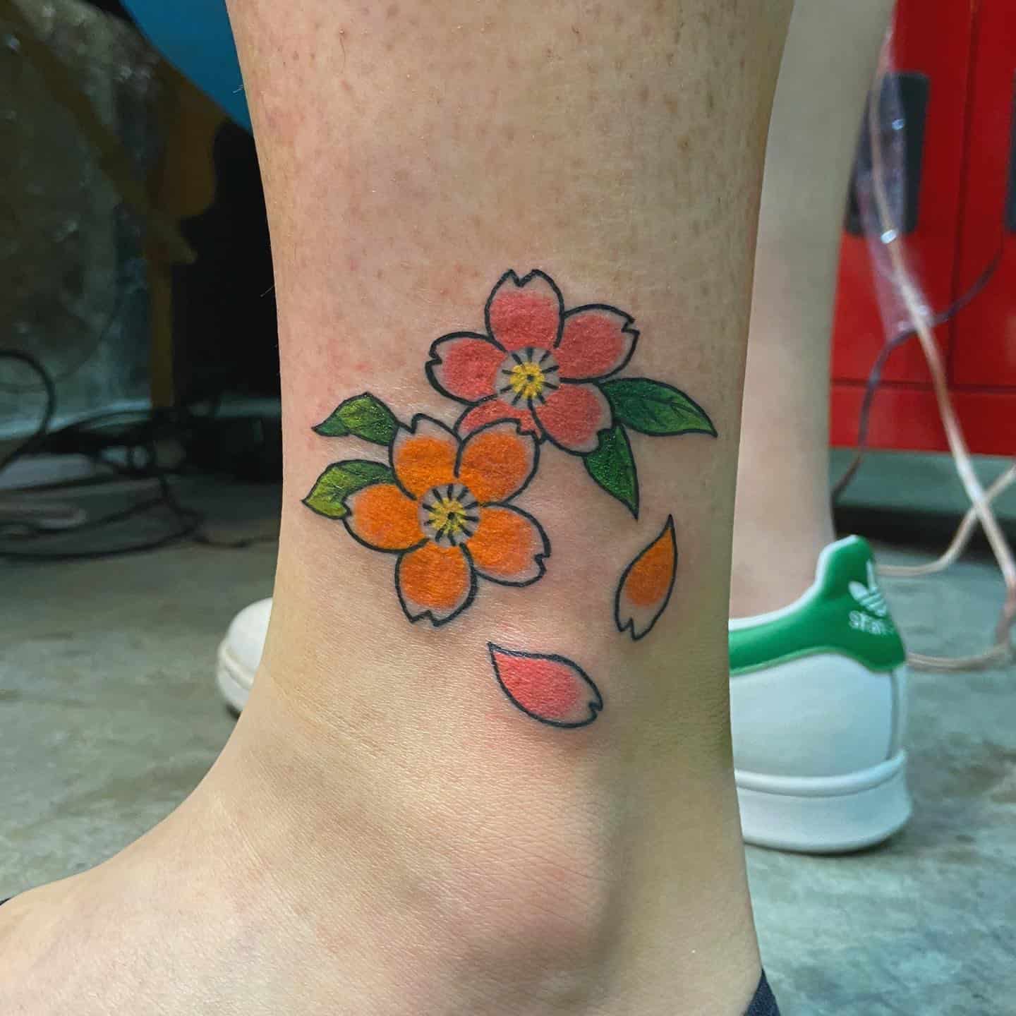 Small Japanese flower tattoo 4