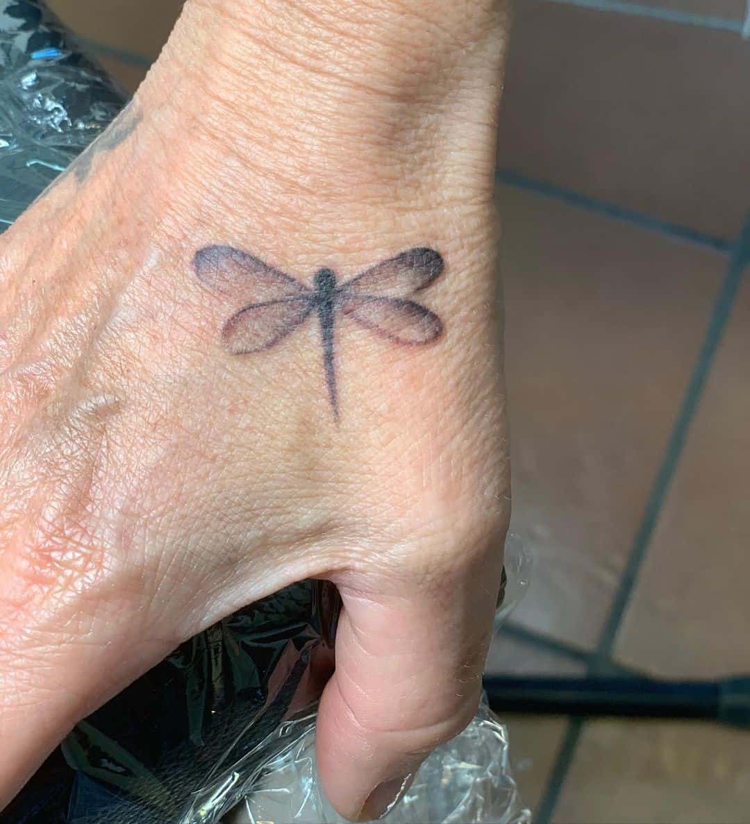 Small Tiny Dragonfly Tattoo