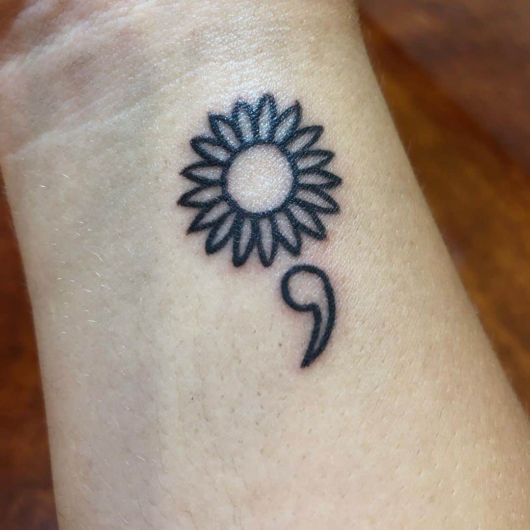 Sunflower Semicolon Tattoo 2