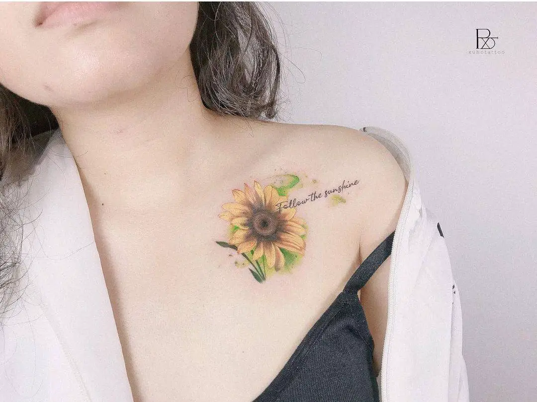 Sunflower Watercolor Tattoo 1