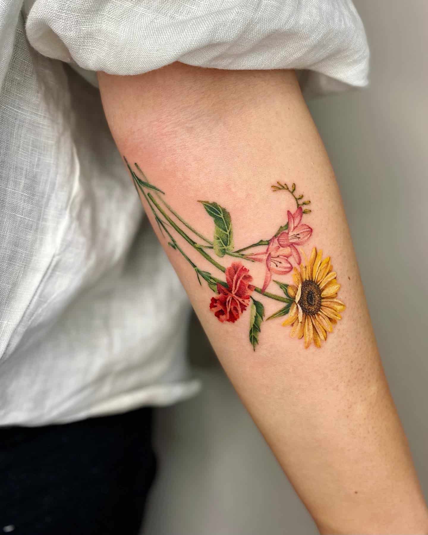Sunflower Watercolor Tattoo 3