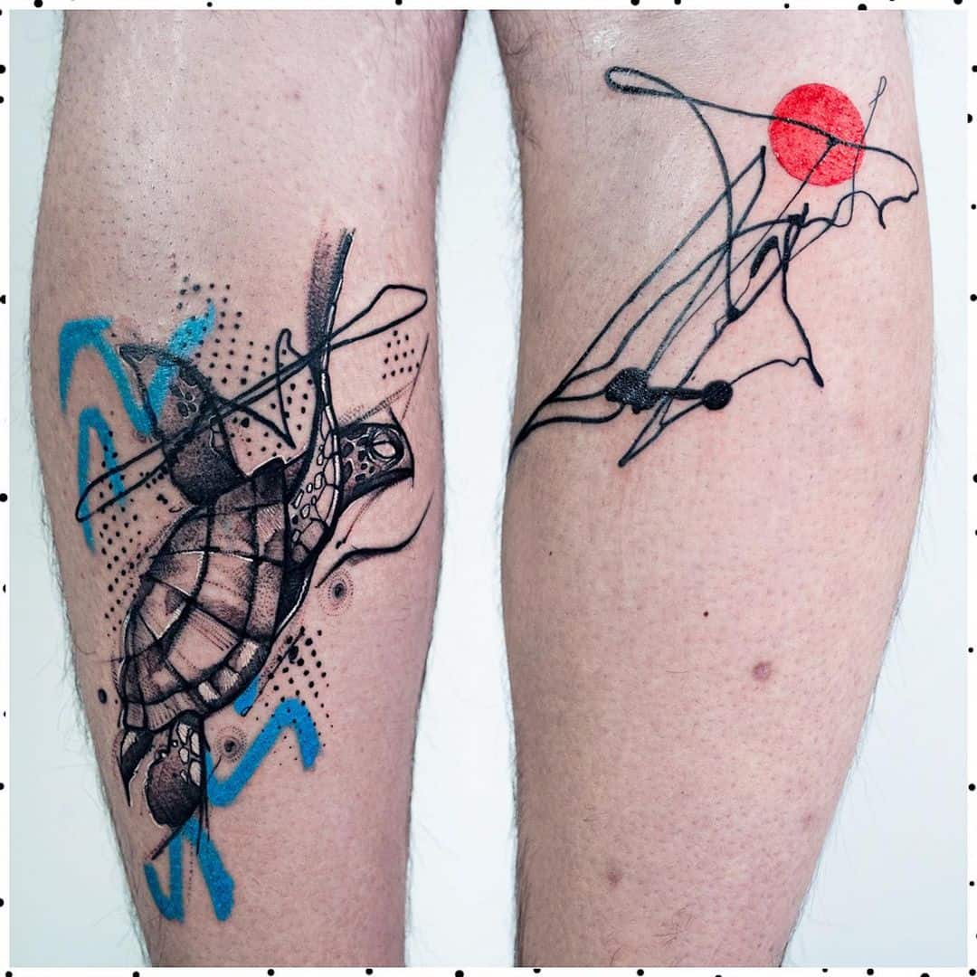 Turtle Tattoos on the Leg 1