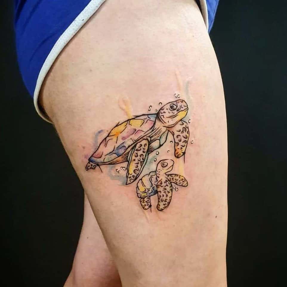 Turtle Tattoos on the Leg 3