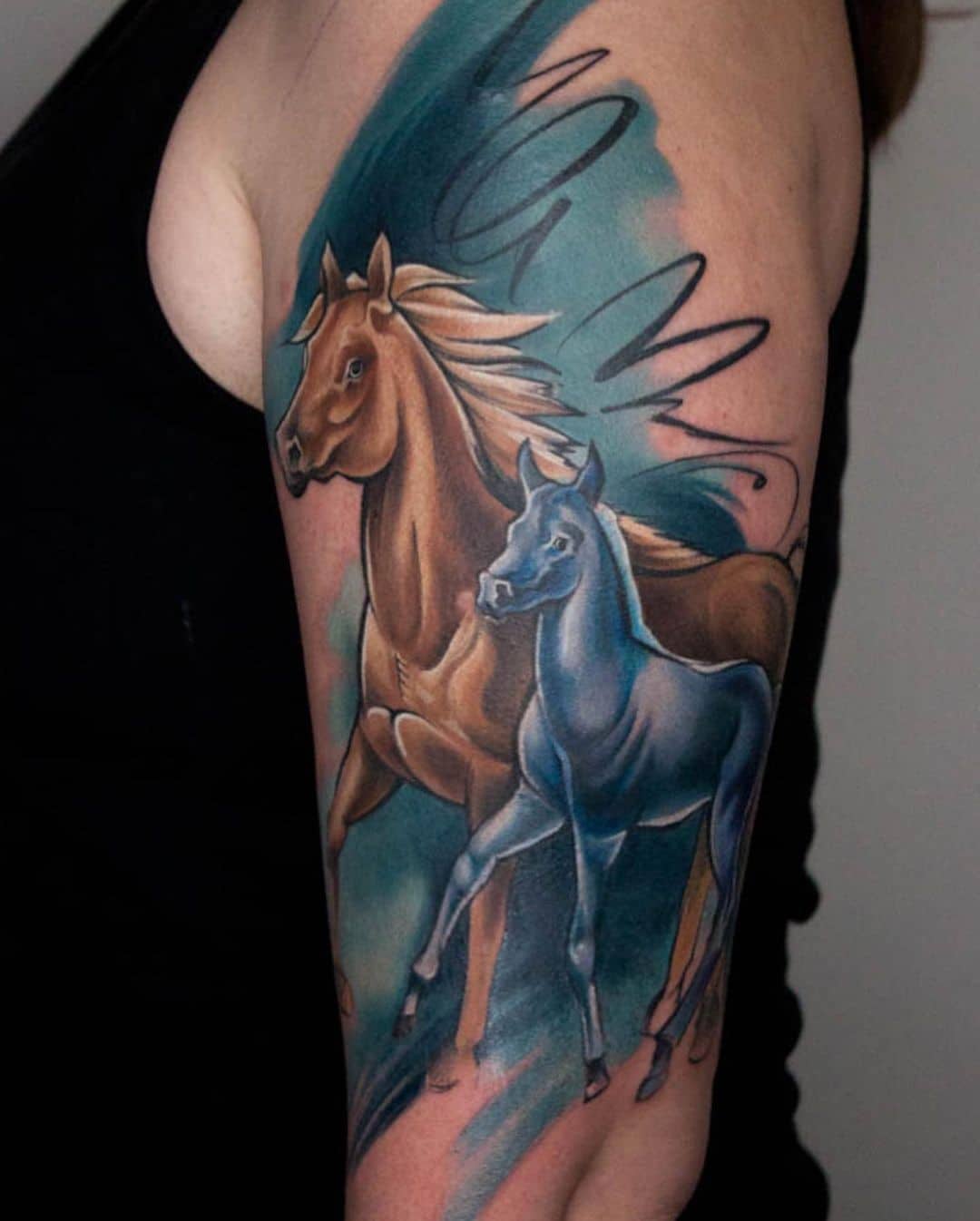 Two Horses Running Tattoo