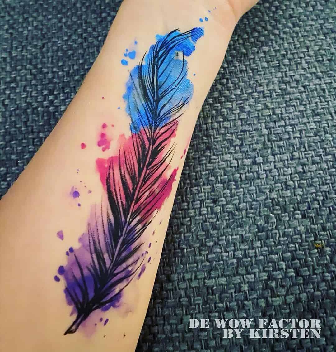 Watercolor Feather Tattoo 1