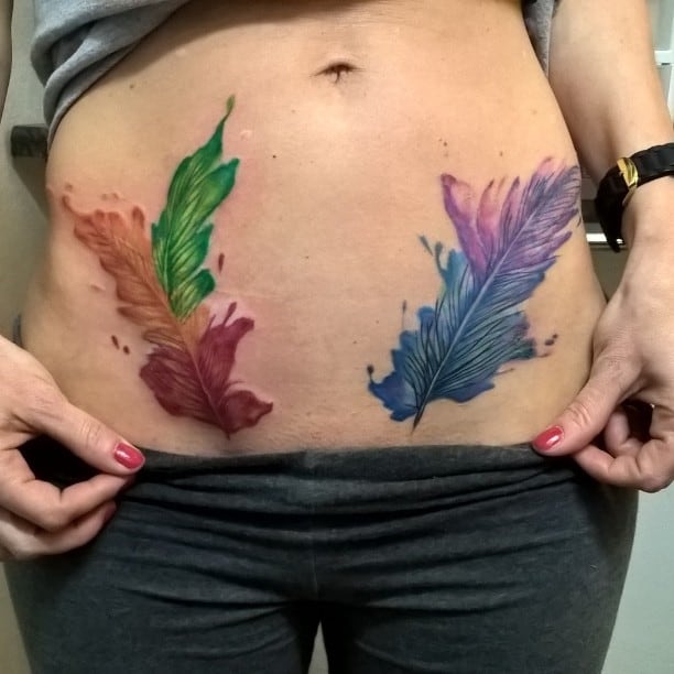 Watercolor Feather Tattoo 2
