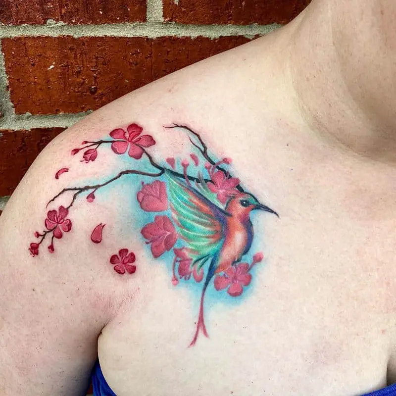 Cherry Blossom Tattoo on Shoulder 4