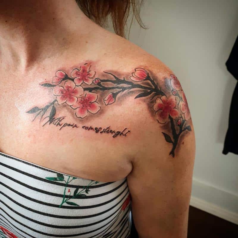 Cherry Blossom Tattoo on Shoulder 5