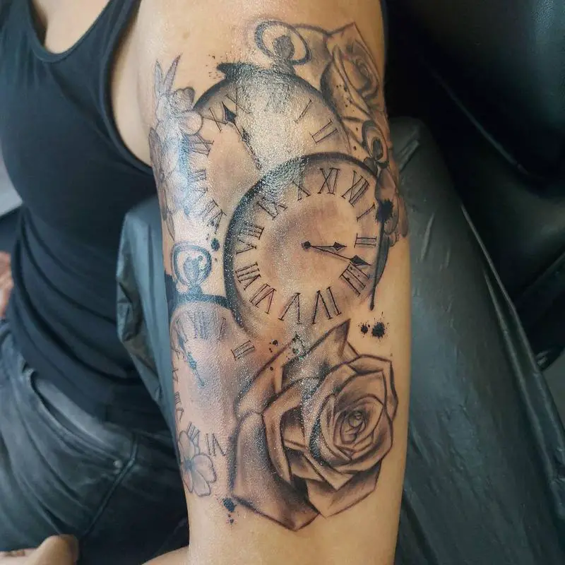 Clock Bicep Tattoo 3