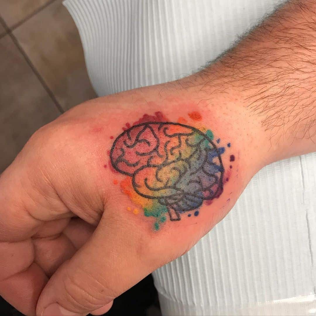 Colorful Autism Tattoo Idea Brain Inspo 