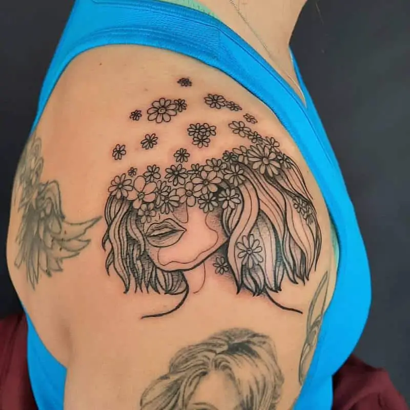 Daisy Tattoo on Shoulder 4