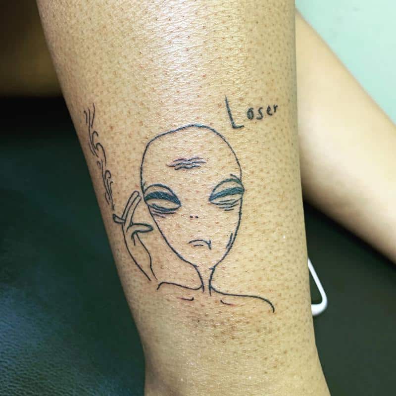 Expressive Minimal Alien Tattoo 2