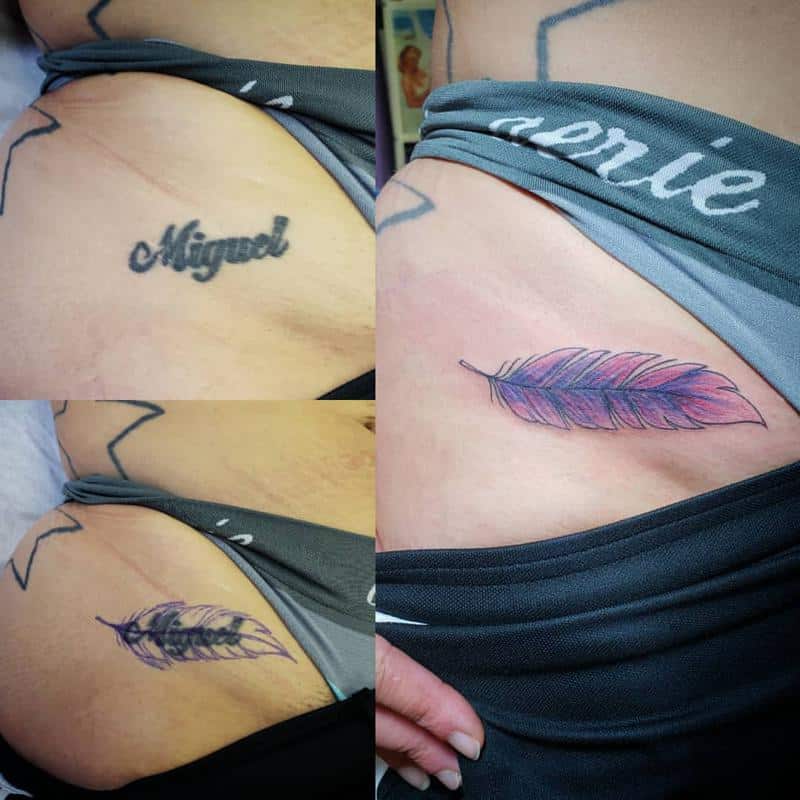 Feather Cover Up Tattoos 1
