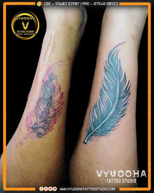 Feather Cover Up Tattoos 3
