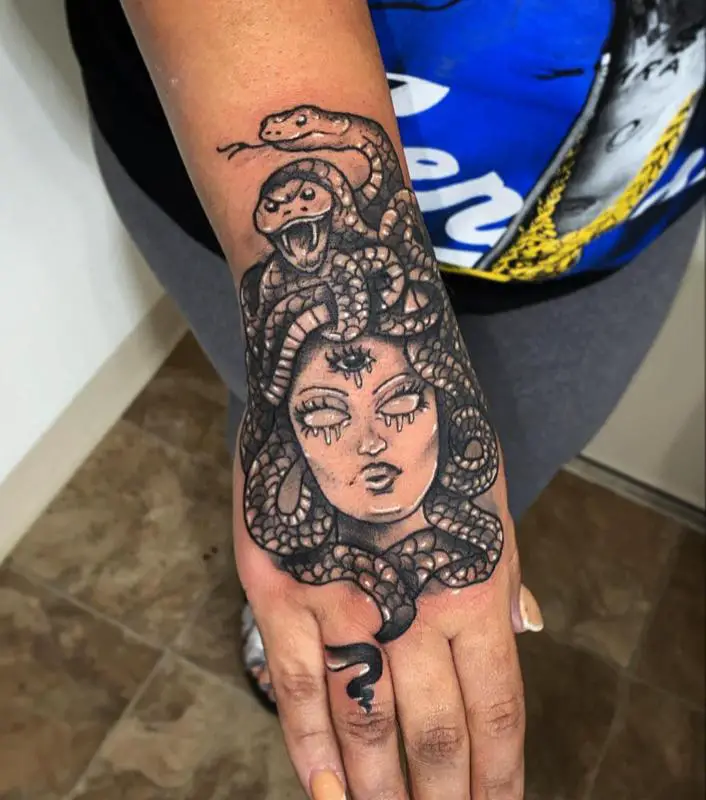 Hand Medusa Tattoo 2
