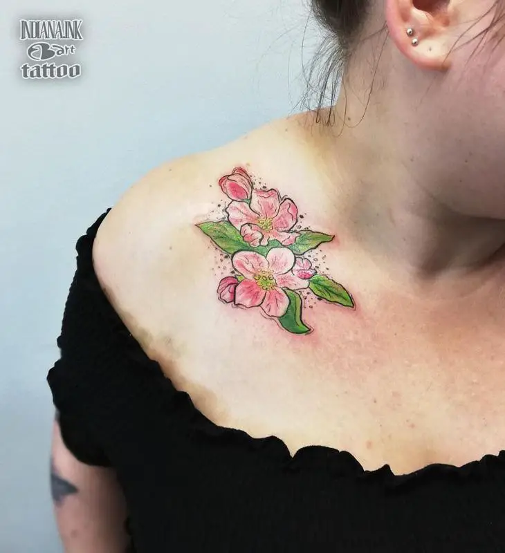 Hibiscus Flower Tattoo on Shoulder 3