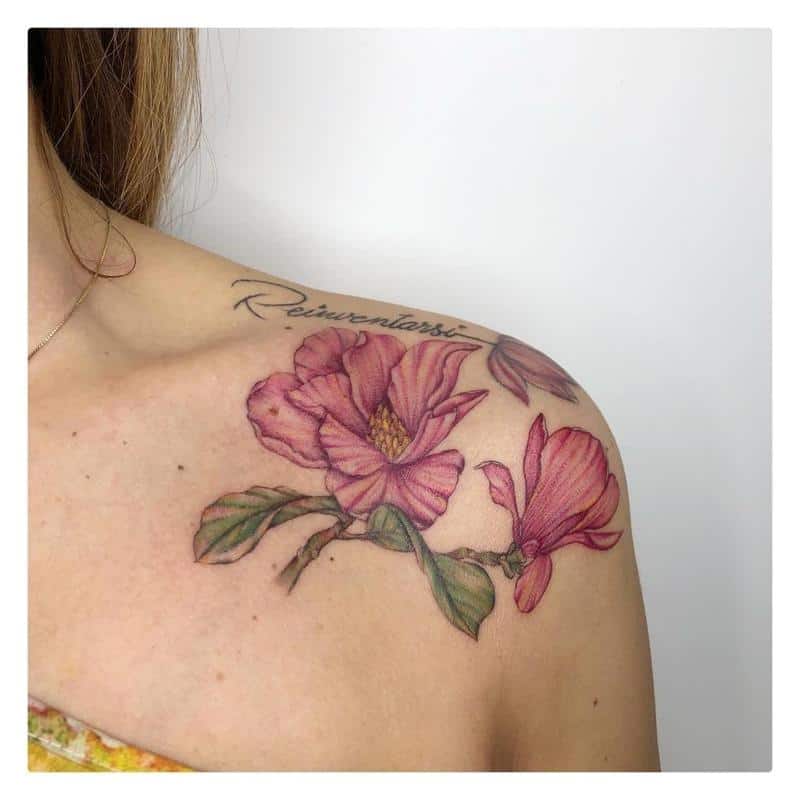 Magnolia Tattoo on Shoulder 1