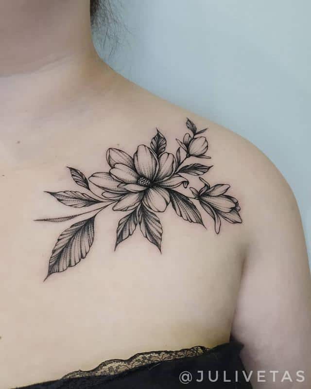 Magnolia Tattoo on Shoulder 2