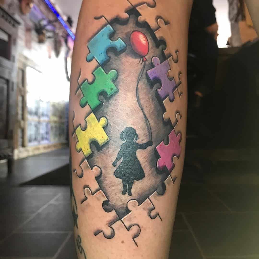 Missing Puzzle Piece Girl Autism Tattoo 